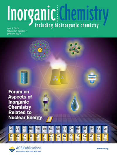 The cover highlights some topics featured in this Forum on Aspects of Inorganic Chemistry Related to Nuclear Energy. Articles highlight fundamental as well as application-driven efforts of researchers working in the field. Cover art by Josh Smith, Los Alamos National Laboratory.
