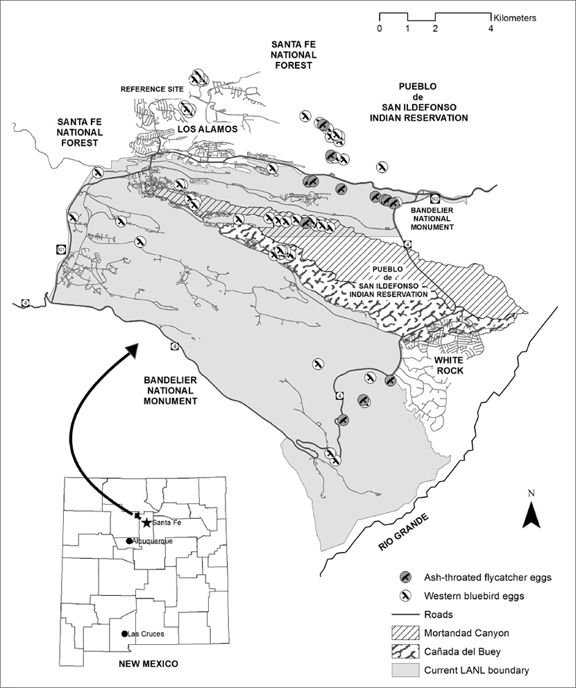 Figure. Study region showing where western bluebird and ash-throated eggs were collected.